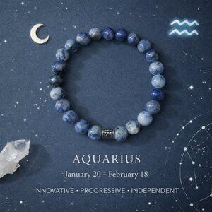 Aquarius Zodiac Sodalite Bead Bracelet Calm, Clarity & Independent Energy
